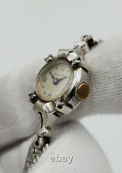Bulova 14K White Gold Case with Diamond Accent Vintage Watch FOR PARTS / REPAIR