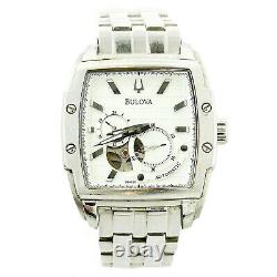 Bulova C869968 White Dial Skeleton Stainless Steel Watch As Is For Parts+repairs