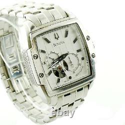 Bulova C869968 White Dial Skeleton Stainless Steel Watch As Is For Parts+repairs