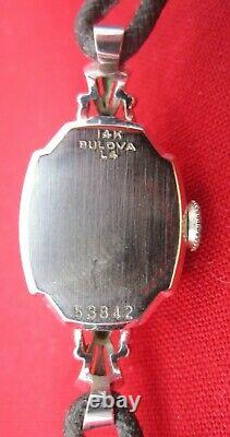 Bulova Ladys 14K White Gold Watch Not Working Sm Diamonds Vintage Parts / Repair