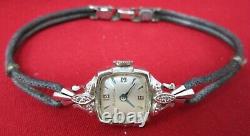 Bulova Ladys 14K White Gold Watch Not Working Sm Diamonds Vintage Parts / Repair