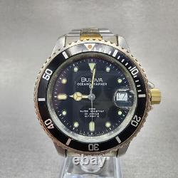 Bulova Oceanograph Automatic Watch Men 37mm Black Dial Two Tone 9243901 ETA PART
