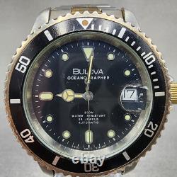 Bulova Oceanograph Automatic Watch Men 37mm Black Dial Two Tone 9243901 ETA PART