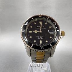 Bulova Oceanograph Automatic Watch Men 37mm Black Dial Two Tone 9243901 ETA PART