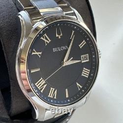 Bulova Wilton Men's Quartz Silver-Tone Blue Dial Watch 41MM 96B386 NOT WORKING