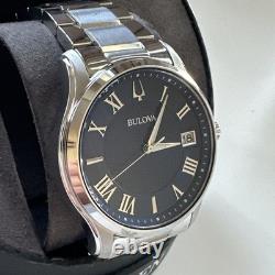 Bulova Wilton Men's Quartz Silver-Tone Blue Dial Watch 41MM 96B386 NOT WORKING