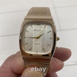 CITIZEN EXCEED Gold 18k Quartz Men's Watch Square Boxed Analog For parts as is