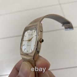 CITIZEN EXCEED Gold 18k Quartz Men's Watch Square Boxed Analog For parts as is