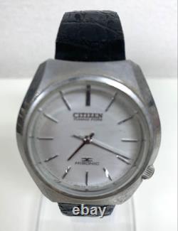 CITIZEN Hisonic Tuning Fork Watch 3720-375014-Y Silver Dial Black Not Working