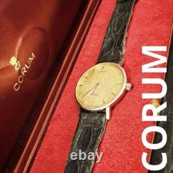CORUM quartz watch doen't work For parts leather box case warrany vintage? Mzmr? A