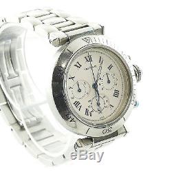Cartier Pasha 1050 White Dial Chrono Stainless Steel Watch For Parts And Repairs