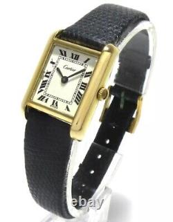 Cartier Pre Must de Tank 15705 Black Women's Wrist Watch (Broken Crown)