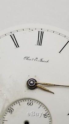 Chas Jacot Antique Pocket Watch Movement with dial High Grade for parts F1144
