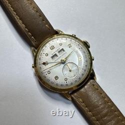 Citizen Vintage Watch 1950s Hand Wind Date Silver Dial Not Working Japan Rare