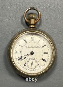 Columbus Watch Co Pocket Watch 1889 6s 11 jewel Open Face Not Working