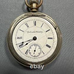 Columbus Watch Co Pocket Watch 1889 6s 11 jewel Open Face Not Working