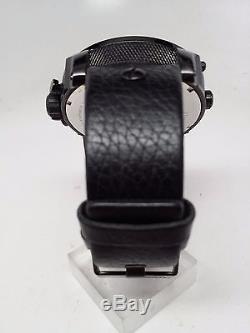 DIESEL MEN'S MR DADDY BLACK LEATHER DUAL TIME WATCH DZ7127 Time 2 and 3 broken