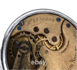 Elgin 16s, Model 3, 11 Jewels Pocket Watch Train Engraved Case NOT WORKING