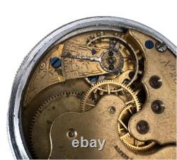 Elgin 16s, Model 3, 11 Jewels Pocket Watch Train Engraved Case NOT WORKING