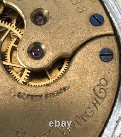Elgin 16s, Model 3, 11 Jewels Pocket Watch Train Engraved Case NOT WORKING