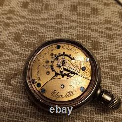 Elgin Nat'l Watch Co Pocket Watch Coin Silver Railroad Heavy NOT WORKING