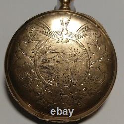 Elgin Pocket Watch 1900 16s 7j Movement 8k Solid Gold Case for parts or repair