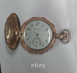Elgin White Dial 14k Gold 36mm Pocket Watch For Parts Or Repairs
