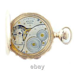 Elgin White Dial 14k Gold 36mm Pocket Watch For Parts Or Repairs