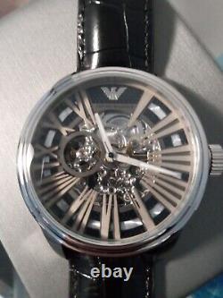 Emporio Armani Watch Mechanic Silver Case Dial Skeleton AR4629 FOR PARTS ONLY