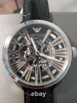 Emporio Armani Watch Mechanic Silver Case Dial Skeleton AR4629 FOR PARTS ONLY