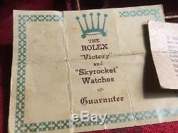 Extremely Rare Original Rolex Skyrocket And Victory Guarantee Card And Box