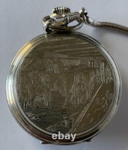 FOR PARTS/REPAIR ONLY VTG Bucherer Incabloc 17 Jewels Pocket Watch Swiss Made