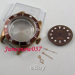 Fit ETA 2824 2836 movement 41mm bronze watch case sapphire glass +dial+hands 104
