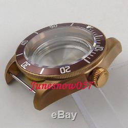 Fit ETA 2824 2836 movement 41mm bronze watch case sapphire glass +dial+hands 104