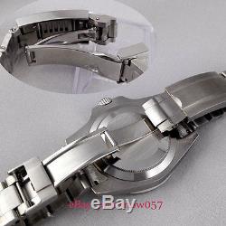 Fit ETA 2824 movement SUB 43mm date sapphire glass watch case with bracelet C64