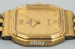 For Parts 10K Vintage OMEGA De Ville Cal. 1375 Quartz Gold Roman Dial Women's