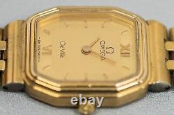 For Parts 10K Vintage OMEGA De Ville Cal. 1375 Quartz Gold Roman Dial Women's