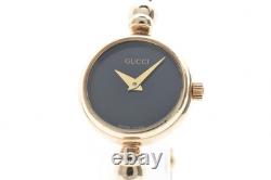 For Parts Vintage Gucci 2700L 20mm Black Dial Gold Bangle Quartz Women's Japan