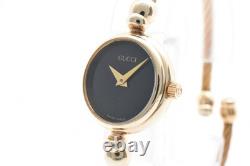 For Parts Vintage Gucci 2700L 20mm Black Dial Gold Bangle Quartz Women's Japan