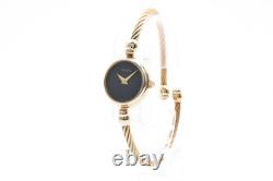 For Parts Vintage Gucci 2700L 20mm Black Dial Gold Bangle Quartz Women's Japan