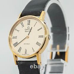 For Parts Vintage OMEGA De Ville Cal. 1350 Quartz Gold Roman Dial Women's Watch