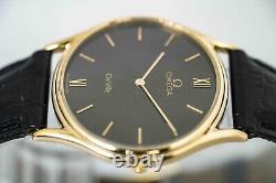 For Parts Vintage OMEGA DeVille Cal. 1377 Quartz Black x Gold Roman Men's Watch