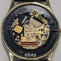 For Parts Vintage OMEGA DeVille Cal. 1377 Quartz Black x Gold Roman Men's Watch