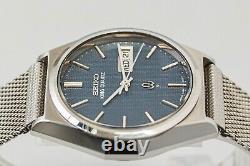 For Parts Vintage SEIKO King Quartz 4823-8050 Date Dark Blue Dial Mens Watch