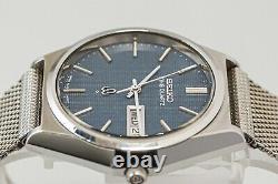 For Parts Vintage SEIKO King Quartz 4823-8050 Date Dark Blue Dial Mens Watch