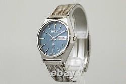 For Parts Vintage SEIKO King Quartz 4823-8050 Date Dark Blue Dial Mens Watch