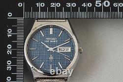 For Parts Vintage SEIKO King Quartz 4823-8050 Date Dark Blue Dial Mens Watch