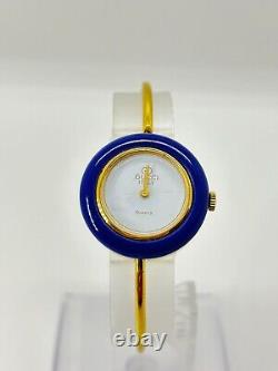 GUCCI 11/12 Change Bezel Watch White Dial metal Blue Not tested For Parts