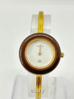 GUCCI 11/12 Change Bezel Watch White Dial metal Brown Not tested For Parts