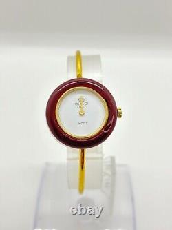 GUCCI Change Bezel Dial 1100L Watch Gold Bracelet Not tested For Parts